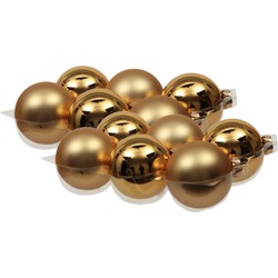 12x stuks glazen kerstballen goud 8 cm mat/glans - Kerstbal