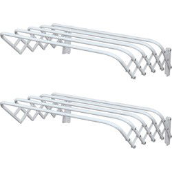 MSV Uitschuifbaar wasgoedrekje/droogrek - 2x - 3m waslijn - wit - 60 cm - Hangdroogrek