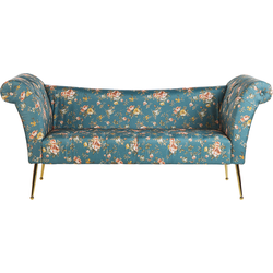 Beliani NANTILLY - Chaise longue-Blauw-Fluweel