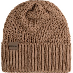 Knit Factory Sally Gebreide Muts Heren & Dames - Big Beanie - Nude - One Size - Grof gebreid