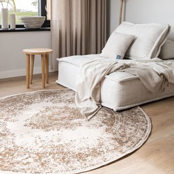 Rond Vintage Vloerkleed Keshan Bruin/Beige - Polypropyleen - Rond 160  Ø - (M)