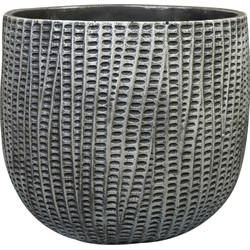 Ter Steege Bloempot/plantenpot - binnen - zwart/metaal - D24/H21 cm - cement - Plantenpotten