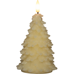 Kaars kerstboom wax led 3d vlam op batterij met timer d8.5h15 cm ivoor