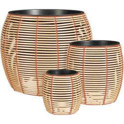 Mica Decorations Bloempot Cesena - 48x48x40 cm - Gerecycled Plastic - Beige - Set van 3