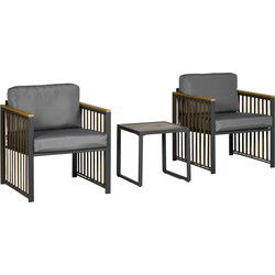 4goodz Outsunny Tuinset, 3-delig, inclusief zitkussen,  metalen frame, Grijs