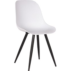 LABEL51 Eetkamerstoel Monza - Wit - Kunststof - Black Frame