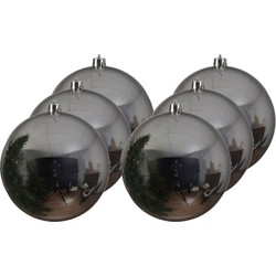 6x Grote raam/deur/kerstboom decoratie zilveren kerstballen 14 cm glans - Kerstbal