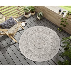 Rond Binnen & Buitenkleed Omkeerbaar - Porto Beige/Crème - Ø 240 CM