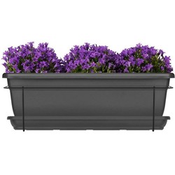 Plantenbakset met metalen steun en bakje - GARDEN ID Relax - Anth. 50 cm - Gerecycled en 100% recyclebaar - Volume voor planten