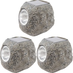 3x Buitenlamp/tuinlamp steen 10 cm - Grondspotjes