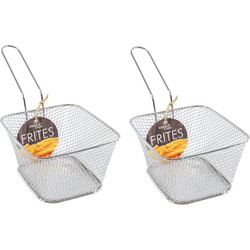 2x stuks RVS snackhouders/snackmandjes 14 cm - Serveerschalen