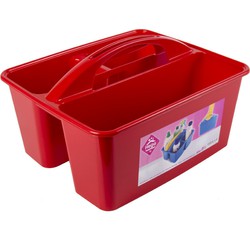 Hega Hogar opbergbox/opbergmand - rood - met handvat - 6 liter - kunststof - 31 x 26,5 x 18 cm - Opbergbox