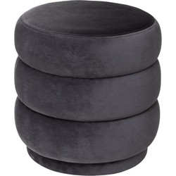 Atmosphera Poef om te zitten - hout/stof - donkergrijs - 40 x 40 cm - Poefs