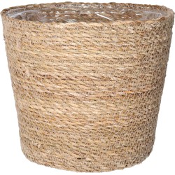 Steege Plantenpot - beige - gevlochten zeegras - 22 x 19 cm - Plantenpotten