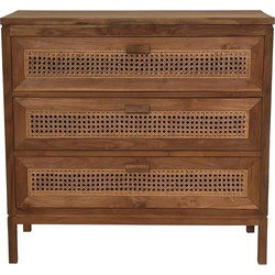 HSM Collection-Dressoir 3 La-90x42x85-Naturel-Rotan/Teak