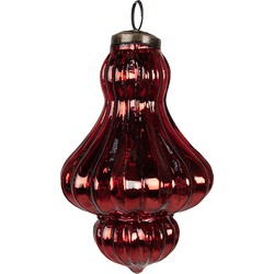 Clayre & Eef Kerstbal Ø 9x14 cm Rood Glas Kerstboomversiering