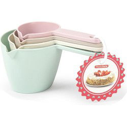 Plasticforte Keuken/koken Maatschepjes/maatlepeltjes set - 4x stuks - multi kleuren - kunststof - Maatschepjes