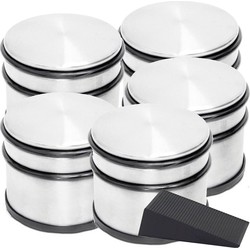 Ronde deurstopper met beschermranden 1.1 kg + gratis deurwig zwart - Deurstoppers