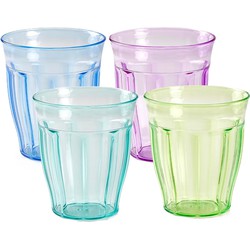 12x Sap/water glazen gekleurd 250 ml van kunststof - Drinkglazen