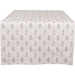 Clayre & Eef Tafelloper 50x140 cm Beige Grijs Katoen Konijn