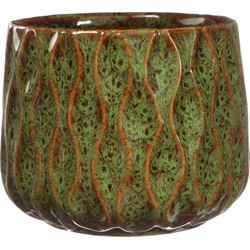 Ideas4Seasons Bloempot/plantenpot - donkergroen - voor kamerplant - D15 x H12 cm - Plantenpotten