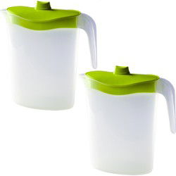 Hega Hogar Waterkan/sapkan - 2x - groen deksel - 2,5L - 11 x 26 cm - Schenkkannen