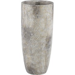 PTMD Linc Grey cement pot waves pattern high round L