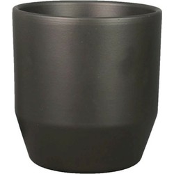 Bela Arte Bloempot/plantenpot - keramiek - mat antraciet - D17.5/H16 cm - Plantenpotten