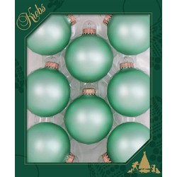 8x stuks glazen kerstballen 7 cm mermaid velvet groen mat - Kerstbal