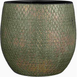 Mica Decorations Bloempot Madeira - 32x32x32 cm - Terracotta - Groen