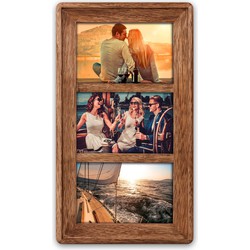Multi fotolijst hout bruin geschikt voor 3x foto van 10 x 15 cm - Fotolijsten