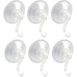 AMIG Ophanghaken met zuignap - 6x - kunststof - transparant - diameter 4,5 cm - Handdoekhaakjes