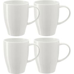 Bellatio Design Koffie mokken/bekers Paris - 4x - porselein - met oor - ivoor wit - 350 ml - Bekers