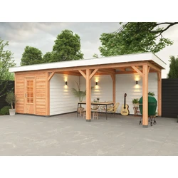 Douglas overkapping, 750 x 300 cm, met schuur en achterwand, Westwood Holland