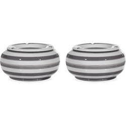 2x Grote ronde tuin/terras asbakken/stormasbakken grijs/wit 23 cm - Asbakken