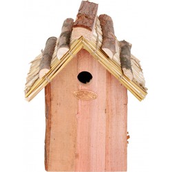 Best for Birds Vogelhuisje - hout met rieten dakje - 18 x 27 cm - Vogelhuisjes