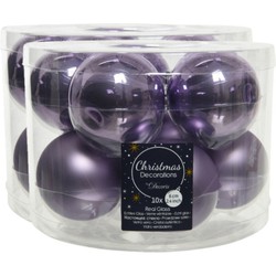 30x stuks glazen kerstballen heide lila paars 6 cm mat/glans - Kerstbal