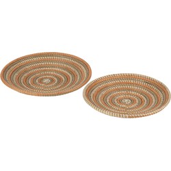 J-line - Set 2 Schalen Cirkel Zeegras Mix - 41x41x6cm