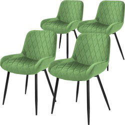 Set van 2 eetkamerstoelen met rugleuning & armleuning salie fluwelen bekleding met metalen poten ML design