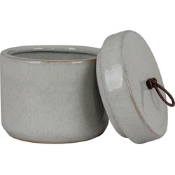 Jar - Jar in ceramic, with lid, grey, round, Ø10,5x10 cm