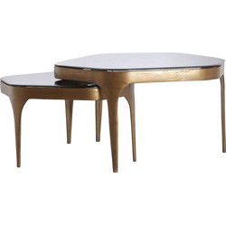 Light&living Salontafel S/2 max 77x70x42 cm AVI glas smoke+antiek brons
