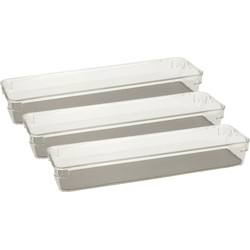 Set van 3x stuks kunststof ladekast/keukenspullen/kantoor vakjes/sorteerbakjes 32.5 x 9 x 4.5 cm - Bestekbakken