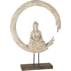  J-Line Decoratie Boeddha Op Cirkel Poly - Beige