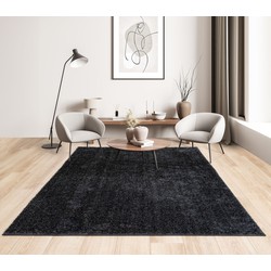 Rosia vloerkleed - Effen Uni & Wasbaar Hoogpolig - Antraciet - 200 X 290 CM