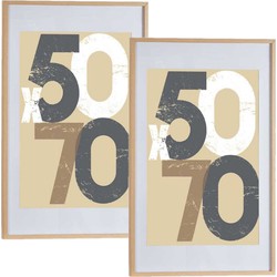 2x stuks houten fotolijst bruin geschikt voor een foto van 50 x 70 cm of 60 x 90 cm - Fotolijsten