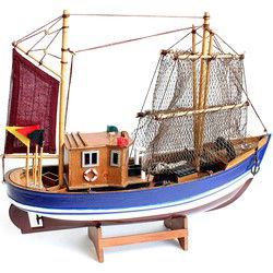 Vissersboot schaalmodel - Hout - 40 x 9 x 30 cm - Boten - Beeldjes