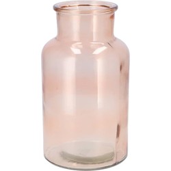 DK Design Bloemenvaas melkbus fles - helder glas zachtroze - D15 x H26 cm - Vazen