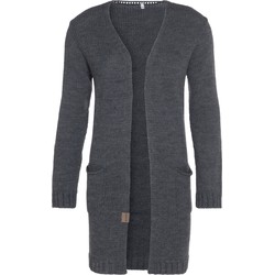 Knit Factory Ruby Gebreid Dames Vest - Antraciet - 40/42 - Met steekzakken