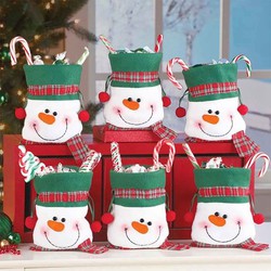 Set van 2 decoratieve "SNEEUWMAN" cadeauzakjes voor Kerst