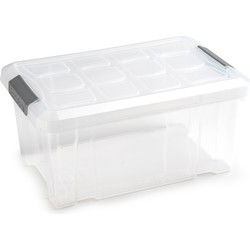 PlasticForte Opbergbak met deksel - 1x - 5L - transparant - 29x19x14cm - Opbergbox